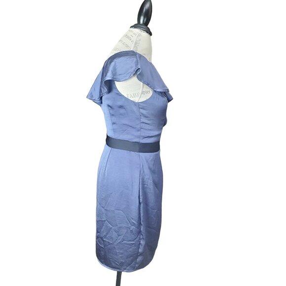 BCBGGENERATION Womens Dress Size 6 One Shoulder Ruffle Blue Smoke Side Zip Short - Picture 5 of 8